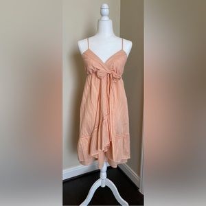 Peach New midi dress tie waste eyelet Embroidery Boutique